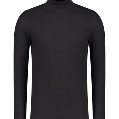Purewhite Ribbed Long Sleeve Mockneck T-Shirt Black
