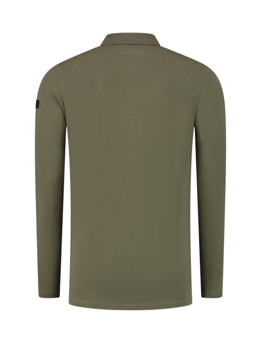 Purewhite Badge Long Sleeve Polo Army Green