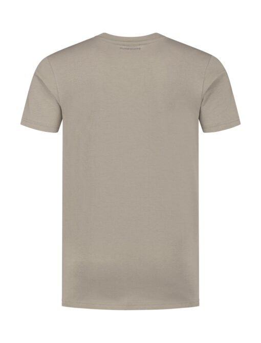 Purewhite Triangle Embroidery Dimension T-shirt Taupe