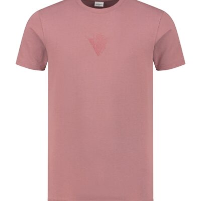 Purewhite Triangle Embroidery Dimension T-shirt Clay