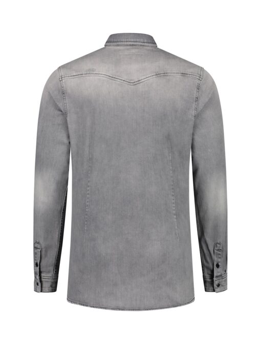 Purewhite Classic Washed Denim Shirt Mid Grey