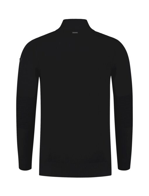 Purewhite Ribbed Panel Knit Mockneck Black