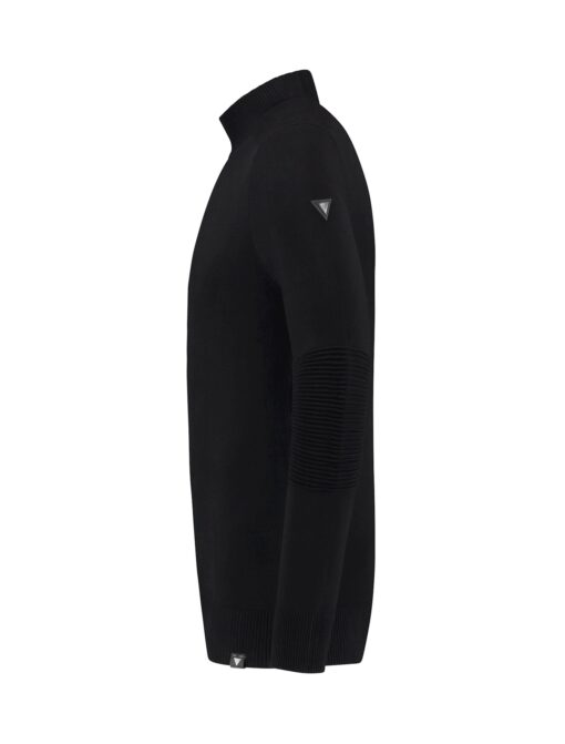 Purewhite Ribbed Panel Knit Mockneck Black