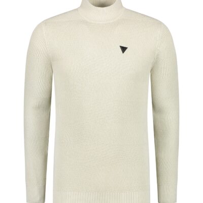 Purewhite Jacquard Knit Mockneck Sweater Off White