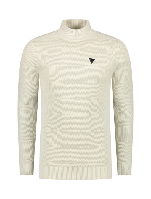 Purewhite Jacquard Knit Mockneck Sweater Off White