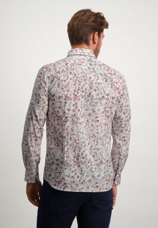 State of Art Button down overhemd met bloemenprint wit/fuchsia