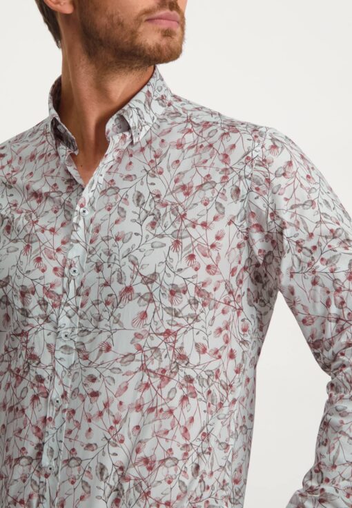 State of Art Button down overhemd met bloemenprint wit/fuchsia