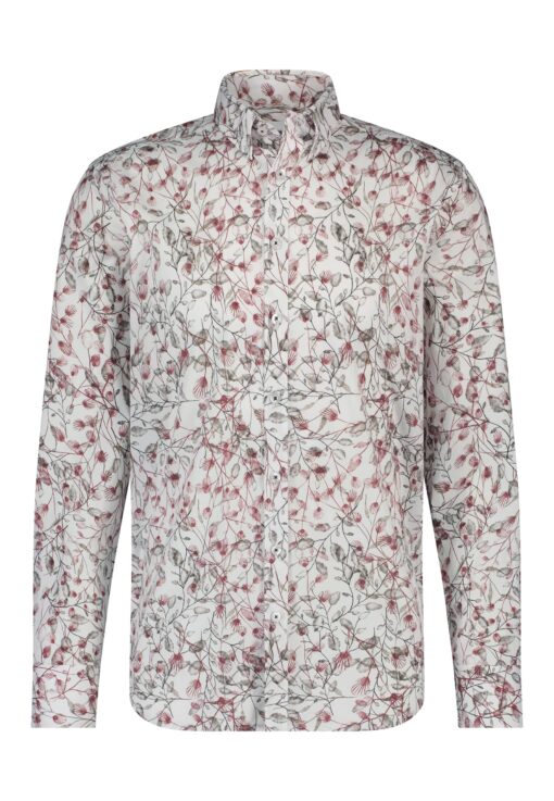 State of Art Button down overhemd met bloemenprint wit/fuchsia