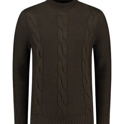 Purewhite Cable Knit Sweater Brown