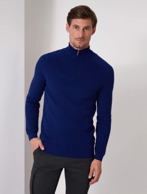 CAVALLARO NAPOLI MERONE HALF ZIP TRUI HELDERBLAUW