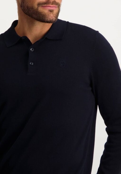 State of Art Katoenen polo met regular fit donkerblauw uni