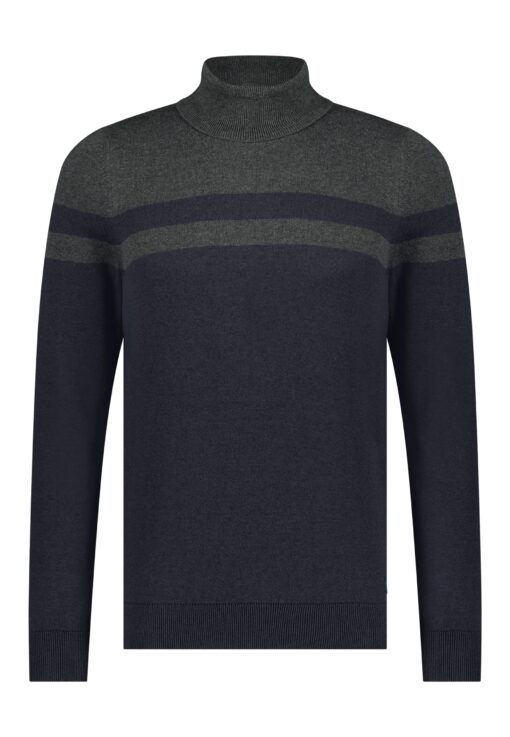 State of Art Gestreepte coltrui met regular fit donkerblauw/donkerantraciet
