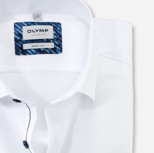 OLYMP Level Five Body Fit, Zakelijk Overhemd, Modern Kent, Wit