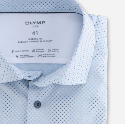 OLYMP Luxor 24/Seven Modern Fit, Zakelijk Overhemd, Global Kent, Bleu