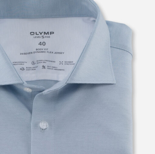 OLYMP Level Five 24/Seven Body Fit, Zakelijk Overhemd, Kent, Bleu
