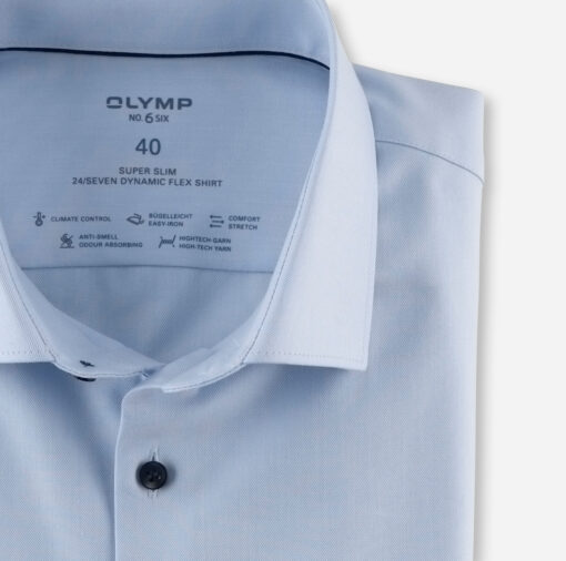 OLYMP No. Six 24/Seven Super Slim, Zakelijk Overhemd, Modern Kent, Bleu