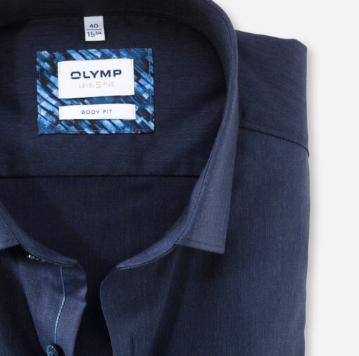OLYMP Level Five Body Fit, Zakelijk Overhemd, Modern Kent, Marineblauw