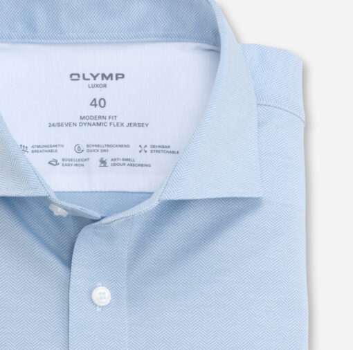 OLYMP Luxor 24/Seven Modern Fit, Zakelijk Overhemd, Kent, Bleu