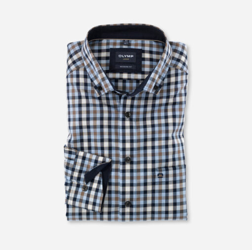 OLYMP Luxor Modern Fit, Zakelijk Overhemd, Button-Down, Bruin