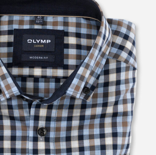 OLYMP Luxor Modern Fit, Zakelijk Overhemd, Button-Down, Bruin