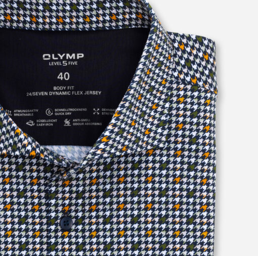 OLYMP Level Five 24/Seven Body Fit, Zakelijk Overhemd, Kent, Olijfgroen