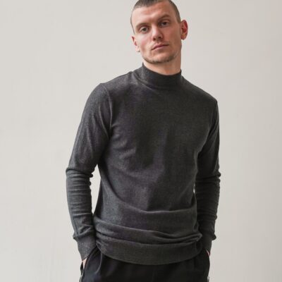 Kultivate Jumper Mock Dark Grey Melange