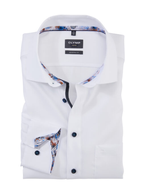 OLYMP Luxor Modern Fit, Zakelijk Overhemd, Global Kent, wit