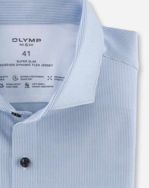 OLYMP No. Six 24/Seven Super Slim, Zakelijk Overhemd, Cutaway, Bleu