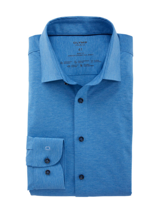 OLYMP Level Five 24/Seven Body Fit, Zakelijk Overhemd, New York Kent, Blauw