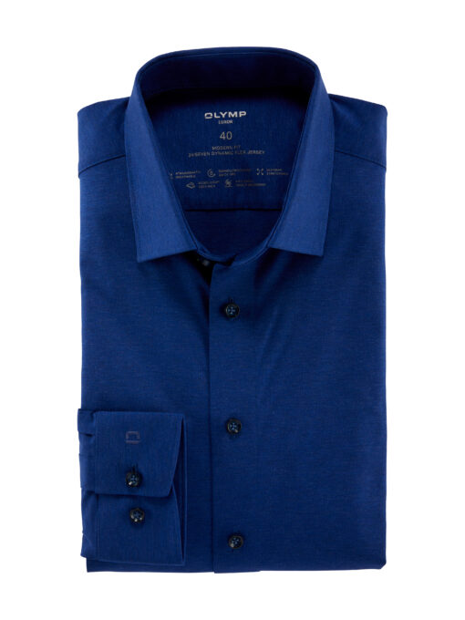 OLYMP Luxor 24/Seven Modern Fit, Zakelijk Overhemd, New Kent, Koningsblauw