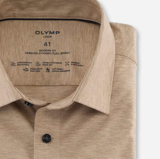 OLYMP Luxor 24/Seven Modern Fit, Zakelijk Overhemd, New Kent, Natuur