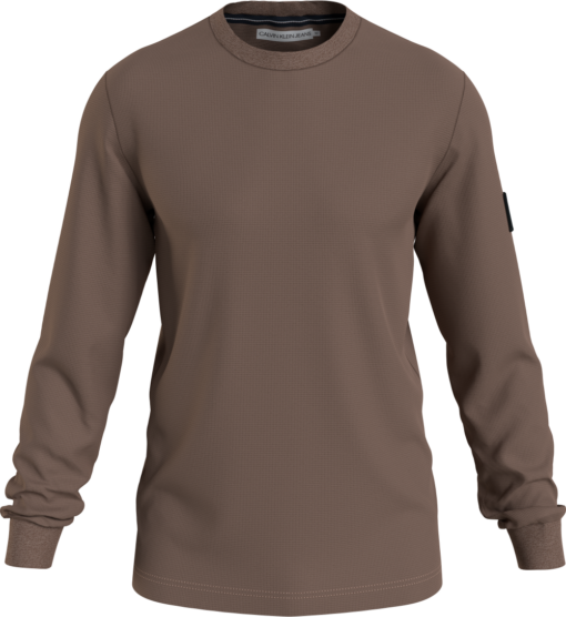 Calvin Klein Slim T-Shirt Met Lange Mouwen En Embleem Warm Toffee