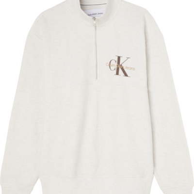 Calvin Klein Sweatshirt Met Halsrits Van Wafelkatoen White