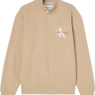 Calvin Klein Sweatshirt Met Halsrits Van Wafelkatoen Travertine Heather