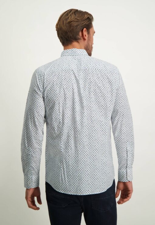 State of Art overhemd met borstzak wit/azuurblauw