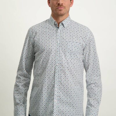 State of Art Button down overhemd wit/azuurblauw