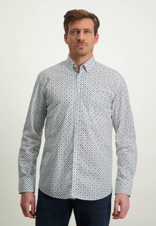 State of Art Button down overhemd wit/azuurblauw