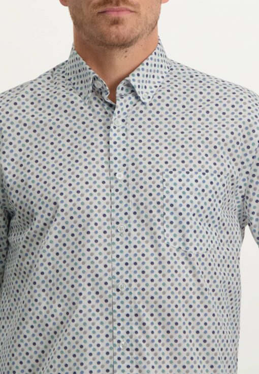 State of Art Button down overhemd wit/azuurblauw