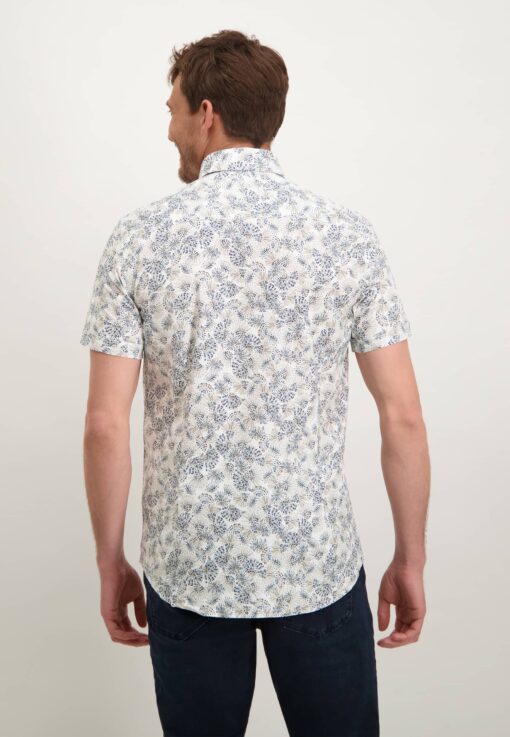 State of Art overhemd met print all-over wit/donkerblauw