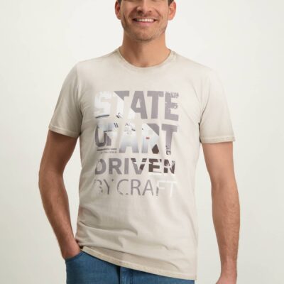 State of Art T-shirt met digitale print beige
