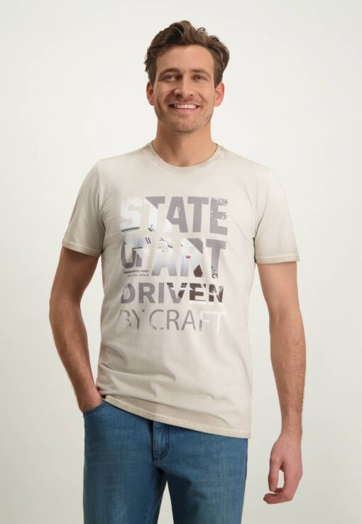 State of Art T-shirt met digitale print beige