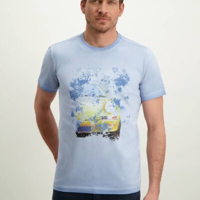 State of Art T-shirt met digitale print middenblauw