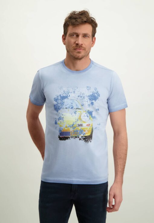 State of Art T-shirt met digitale print middenblauw