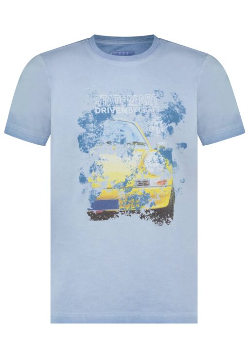 State of Art T-shirt met digitale print middenblauw