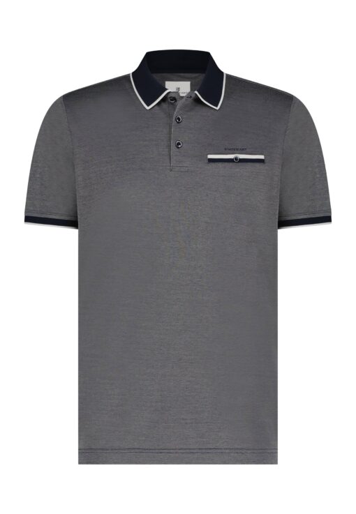 State of Art Polo met paspelzak donkerblauw/wit