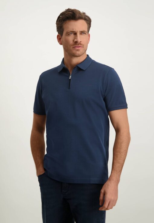 State of Art Oxford piqué polo donkerblauw/kobalt