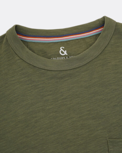 Colours & Sons Basic T-Shirt Pocket Olijfgroen