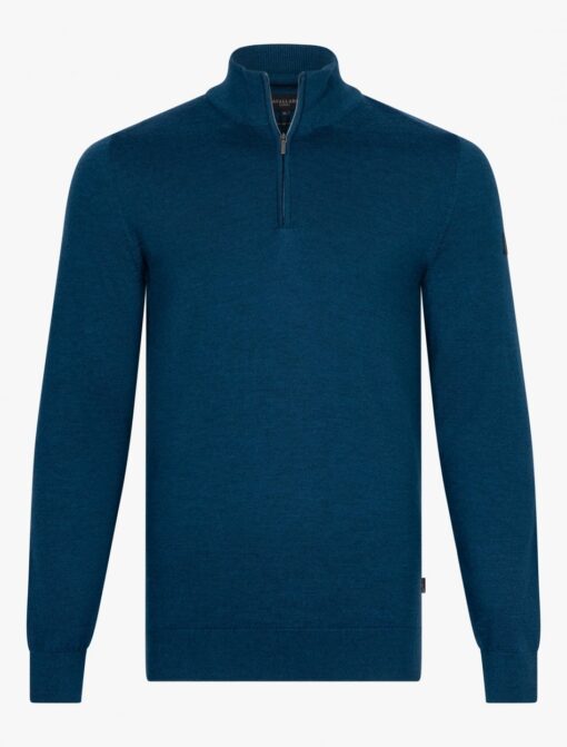 CAVALLARO NAPOLI MERINO HALF ZIP TRUI PETROL