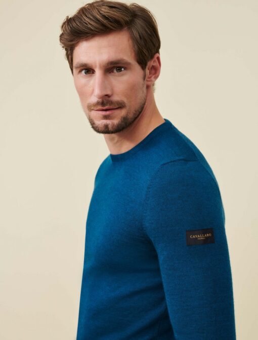 CAVALLARO NAPOLI MERINO R-NECK TRUI PETROL