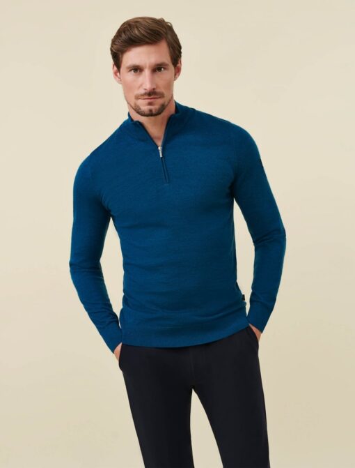 CAVALLARO NAPOLI MERINO HALF ZIP TRUI PETROL